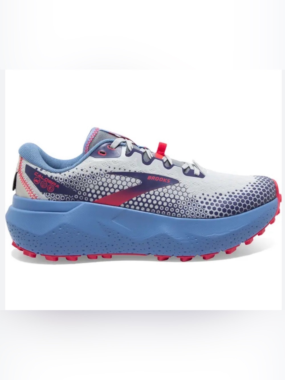 Brooks Caldera 6 Trail Running Shoes Sneakers Oyster/Blissful Blue/Pink Size 10